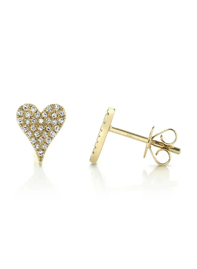 14K Yellow Gold Diamond Pave Heart Stud (Large) - .14ct