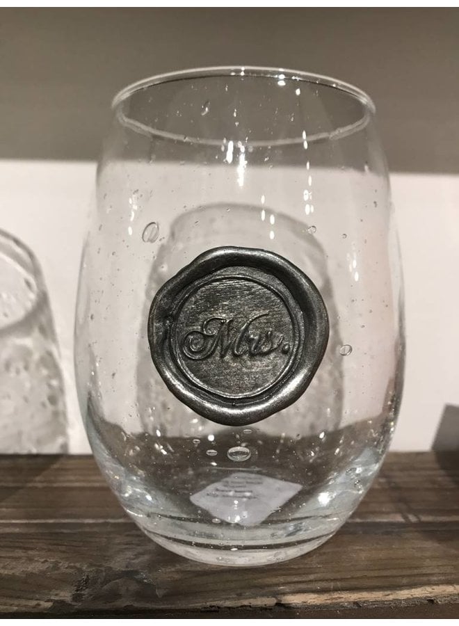 Stemless Wine Glass - Mrs.