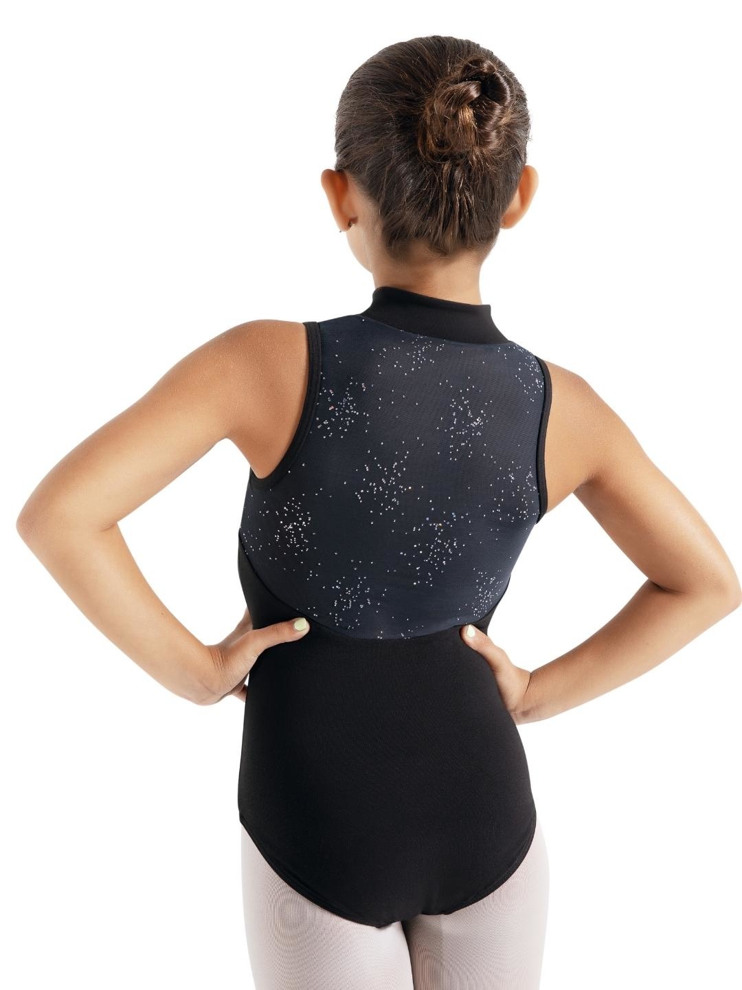 Capezio Glitter Glam Puff Sleeve Leotard - Black / S