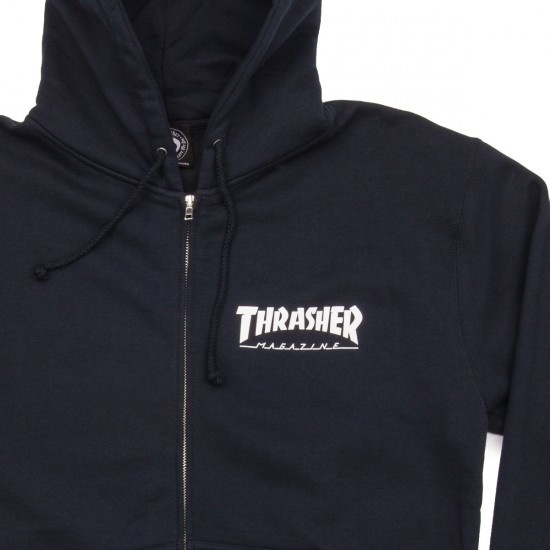 thrasher thrasher logo zip hoodie