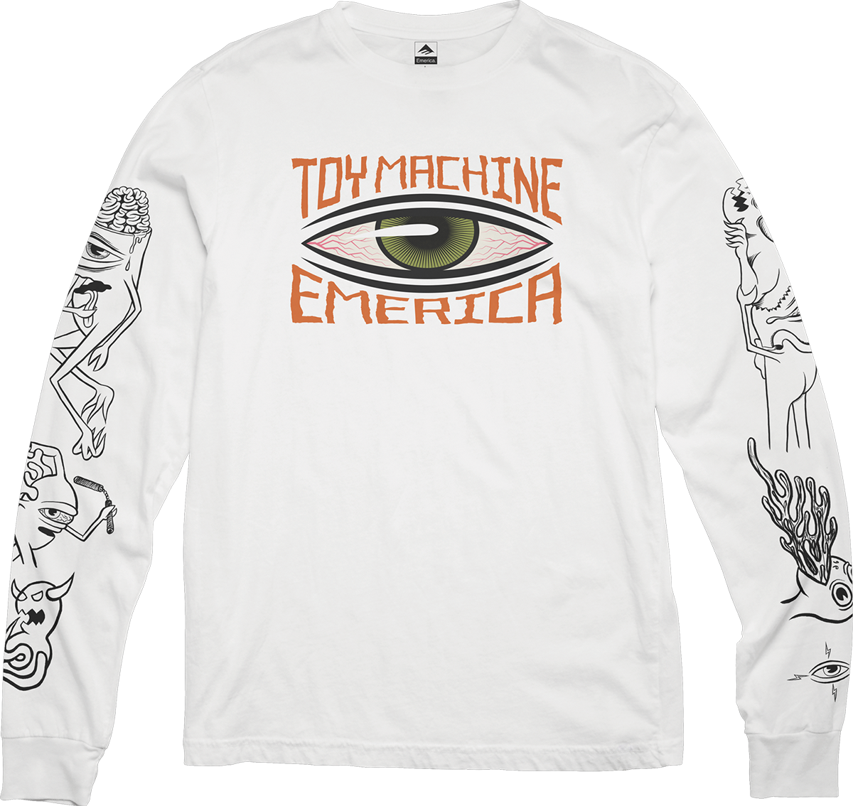 emerica emerica x toy machine eyes ls tee