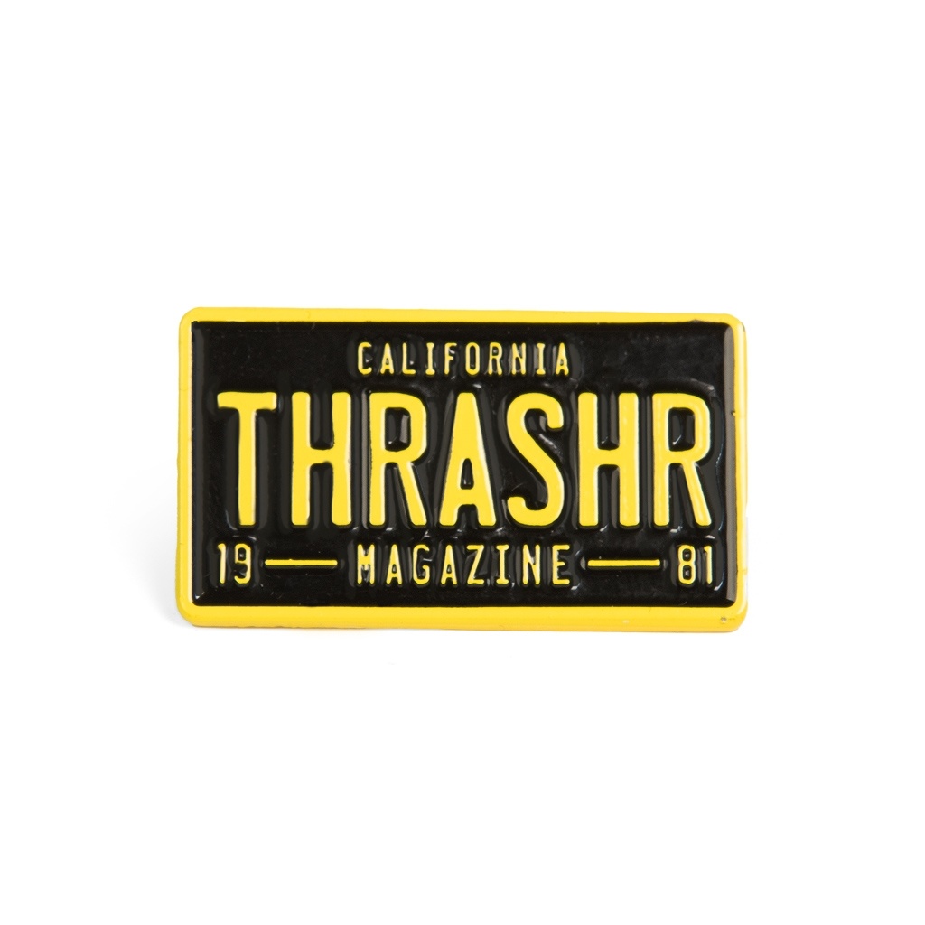 thrasher thrasher license plate lapel pin