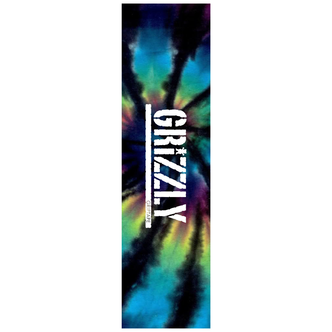 grizzly tie dye stamp summer22 black perforated 9in grip