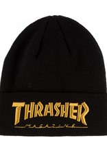 thrasher thrasher embroidered logo black gold beanie