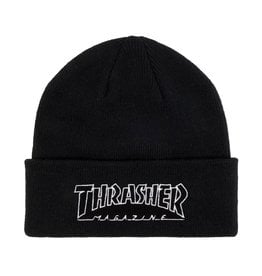 thrasher thrasher outlined logo black beanie