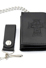 dogtown dogtown tri fold leather chain wallet