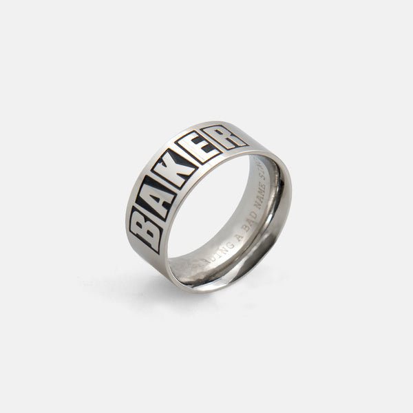 baker baker brand logo silver ring