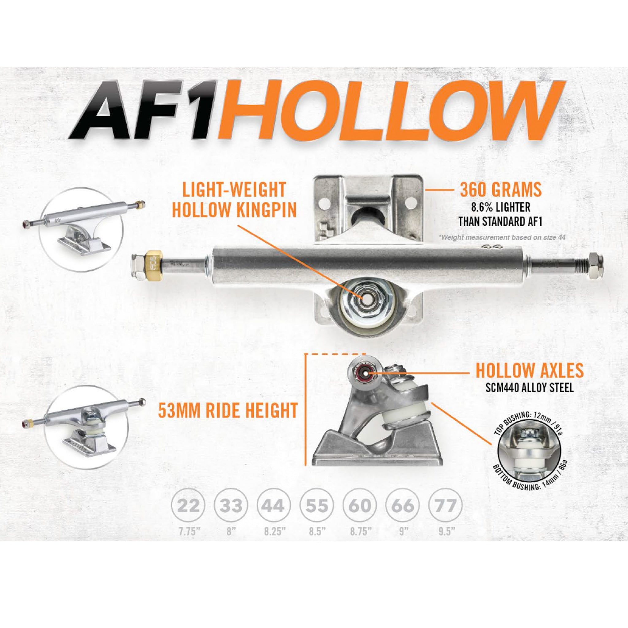 ace trucks ace af1 hollow 55 polished truck