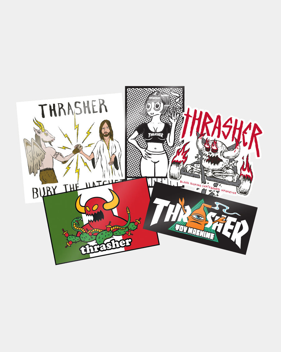 thrasher thrasher x toy machine sticker 5 pack