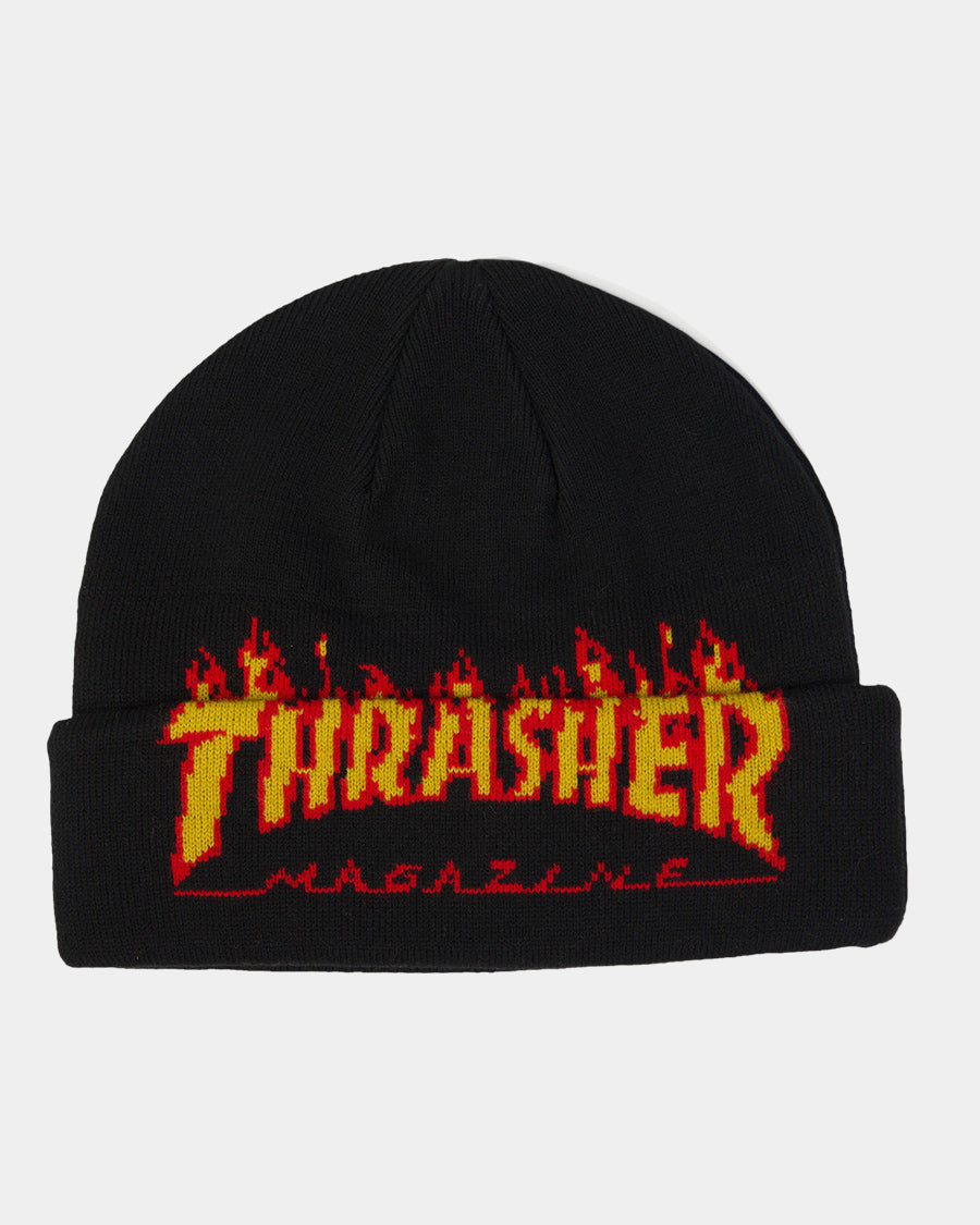 thrasher thrasher flame fold beanie