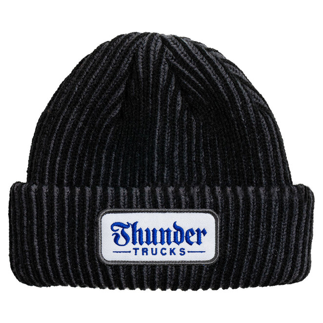 thunder thunder script patch cuff beanie