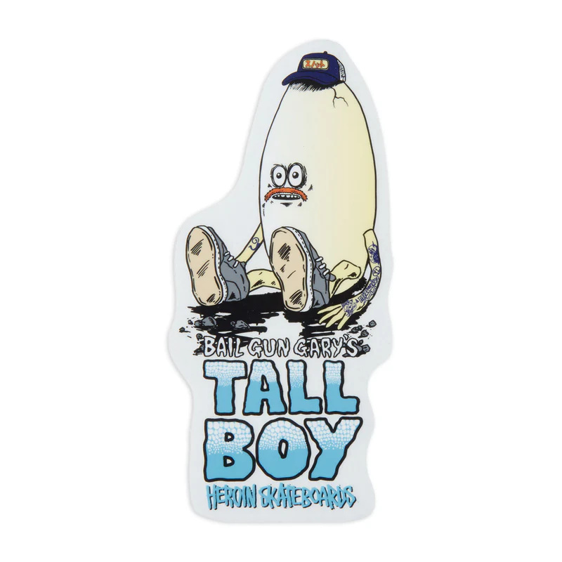 heroin heroin allegory tall boy sticker