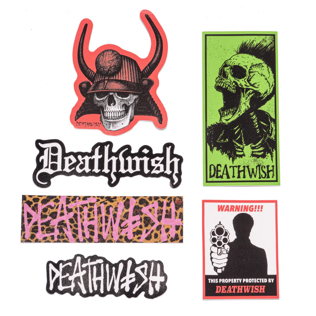 deathwish deathwish warning stickers 6 pack