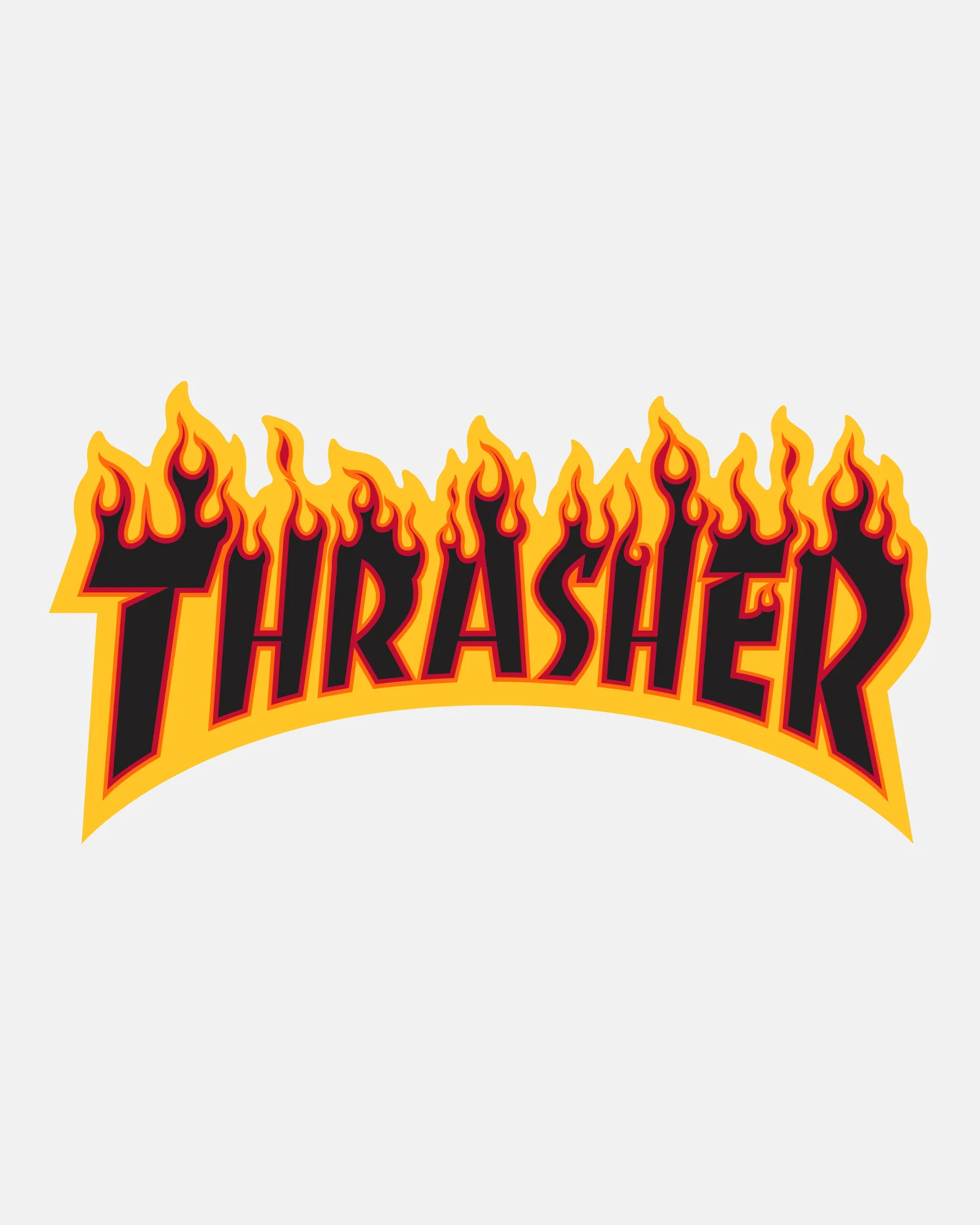 thrasher thrasher flame logo black yellow 10in sticker