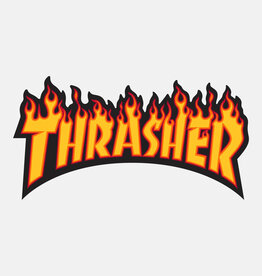 thrasher thrasher flame logo yellow black 10in sticker