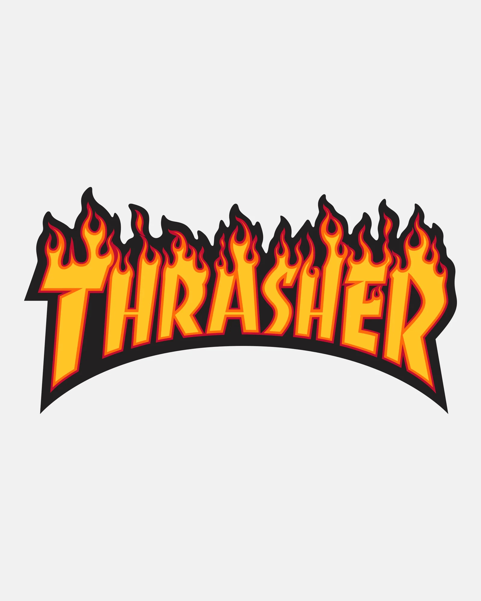 thrasher thrasher flame logo yellow black 10in sticker