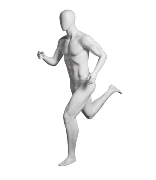Male mannequin runner, matte white fiberglass