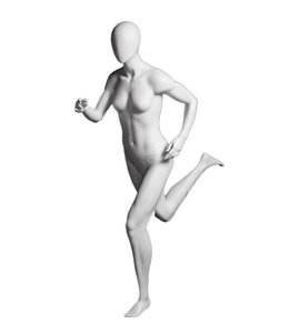 Mannequin femme coureuse, blanc mat, fibre de verre