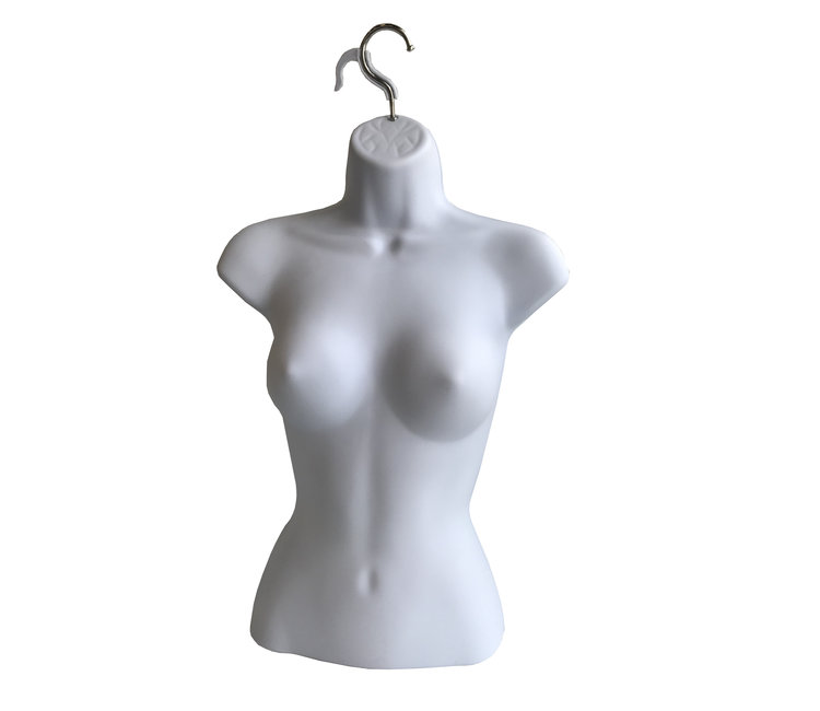 Female's bust form, molded plastic, hollow back