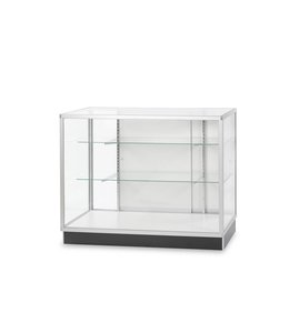 Aluminium glass lit wallmount display case 39 x 39 x 6H - Mobico inc.