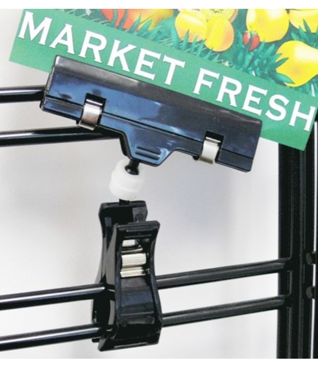 Acrylic sign holder with spring clamp 4"H Black