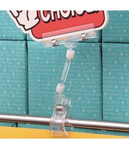 Acrylic sign holder clear  with spring clamp, 6-1/4"H
