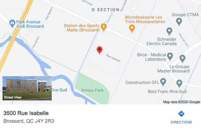 photo de la carte routière pour se rendre au 3500 rue Isabelle, Brossard