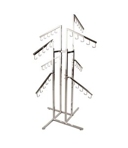 4 way handbag rack with 4 slant arms with 5 hooks and 4 twist on slant arms with 5 hooks