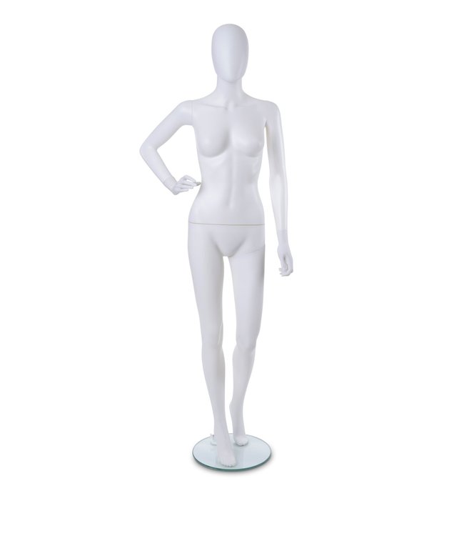 Mannequin femme en plastique blanc mat - Main sur la hanche