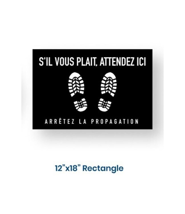 12 x 18  Floor Decal for Crowd Control, (attendez ici)