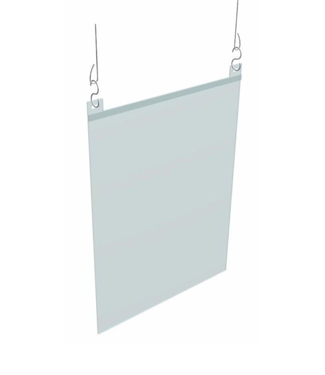 Acrylic suspended sneeze guard | Acrylic panel with cables 23.5"x31.5"x 3/16"