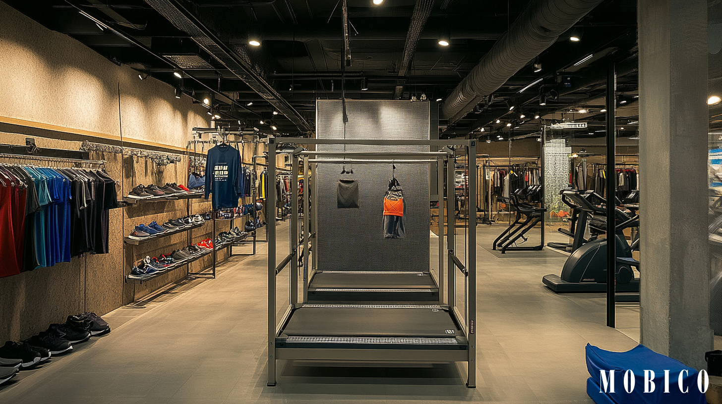 Boutique de sport avec aménagement pour tester les articles