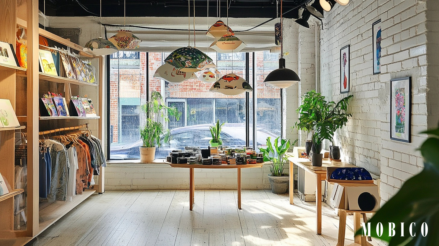 Petit local commercial accueillant des boutiques éphémères