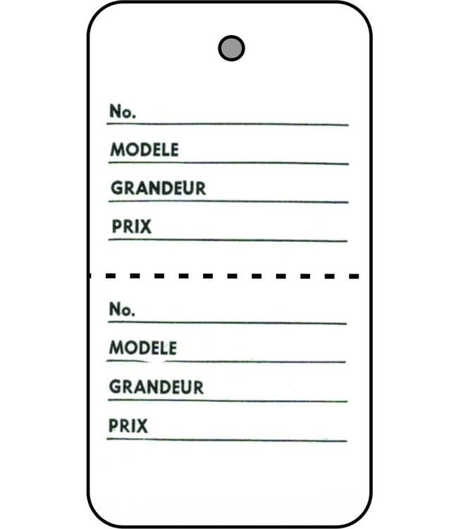 2 parts tag FRENCH 1.75" x 2.88"H