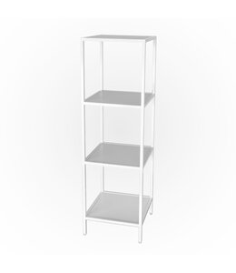 Étagère blanche en métal avec 4 tablettes fixes en mélamine 16"x16"x52¼"