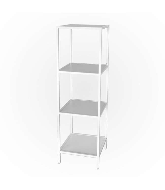 Étagère blanche en métal avec 4 tablettes fixes en mélamine 16"x16"x52¼"