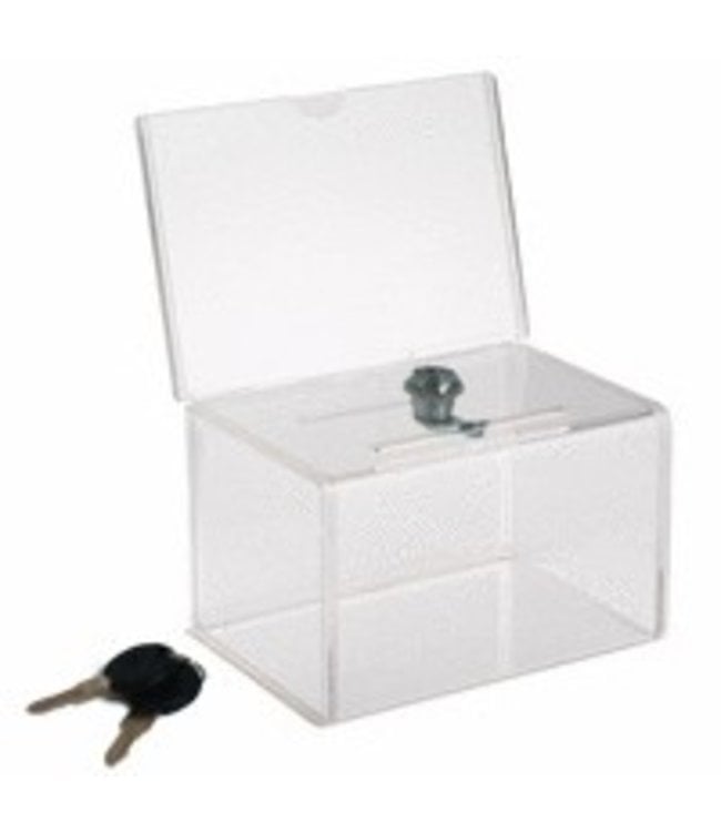 Ballot box 6-1/8"x 4-5/16"x 7-7/8"H with sign holder 6"x 4"H