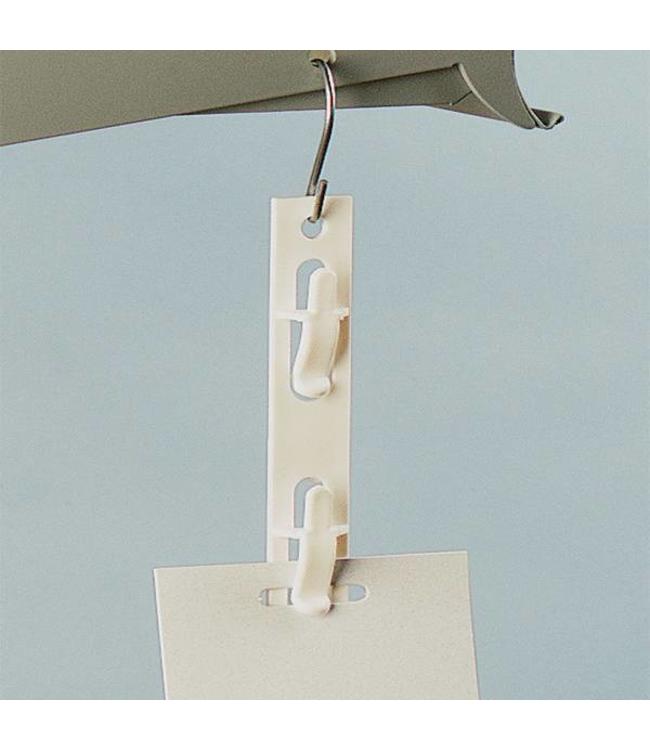 Merchandising plastic hook, 12 clips, white, 29-3/16"