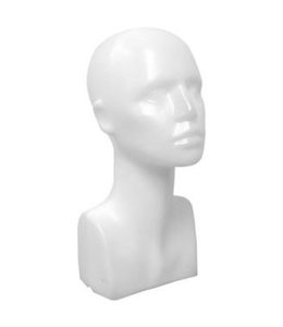 Tête femme avec cou & épaule 15"H, plastique blanc mat