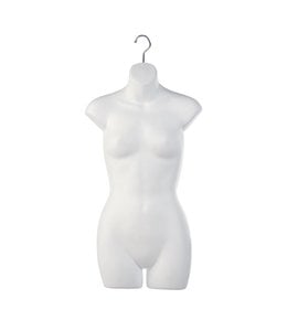 Female's torso 30 ½’’H to hang, molded plastic, hollow back