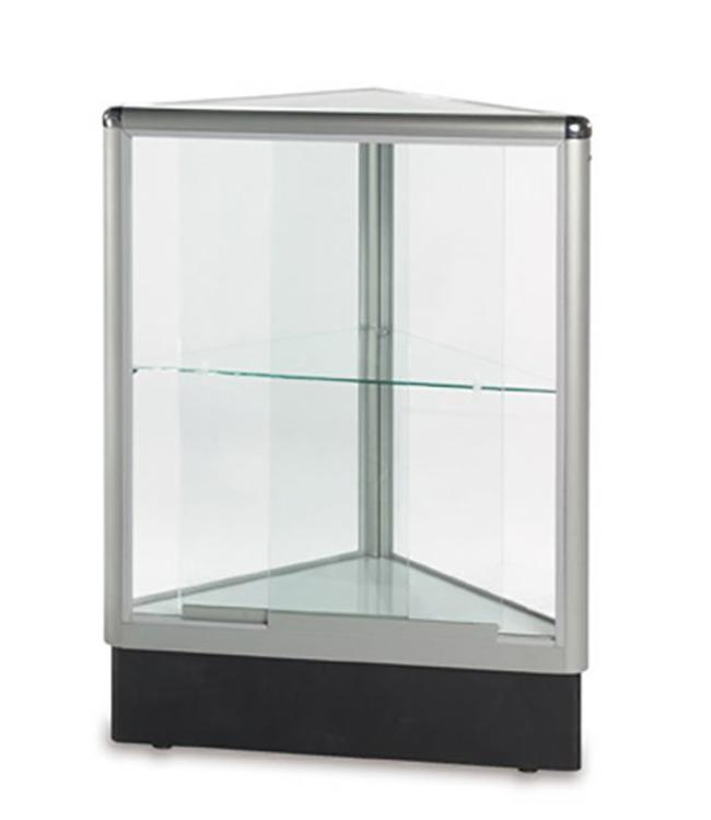 Glass corner display alumimum