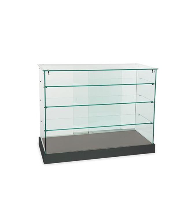 Meuble vitrine comptoir verre trempé - 90x90x45cm - 8 spots LED