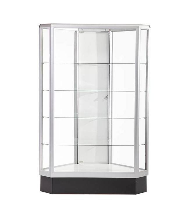 Hexagonal glass display case 60''H aluminum