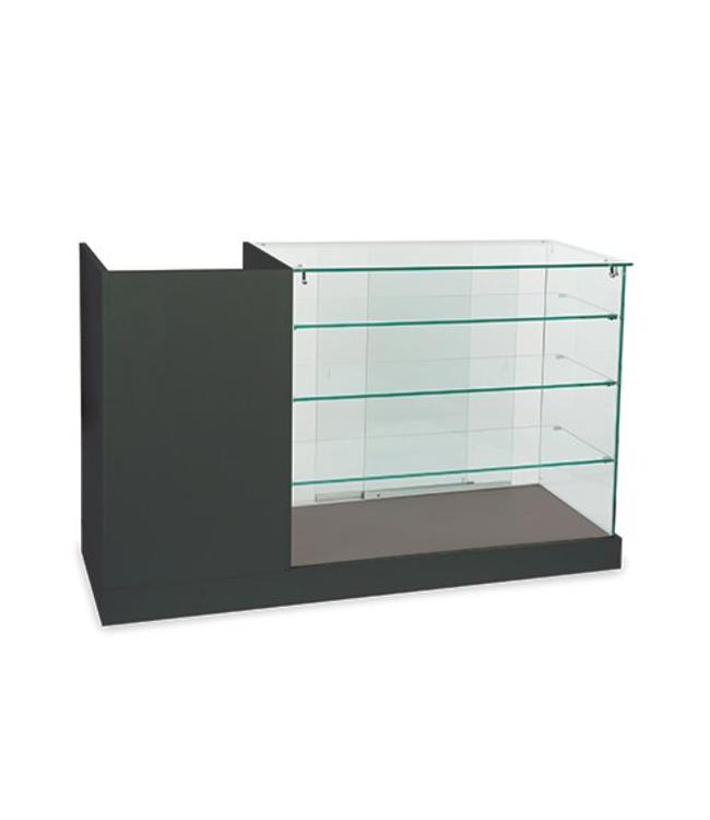 Full vision frame less glass display with cash counter