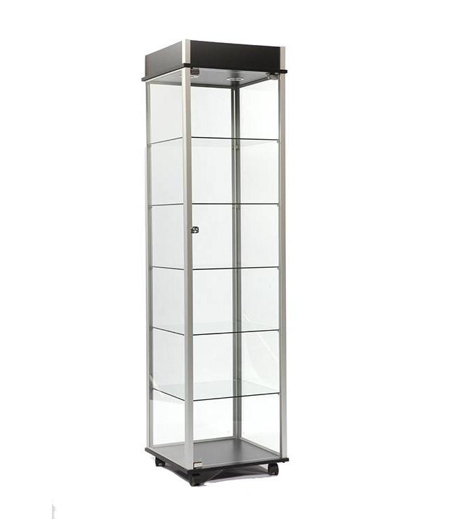 Black Hexagonal Tower Display Case With Light 75 x 36 - SSW