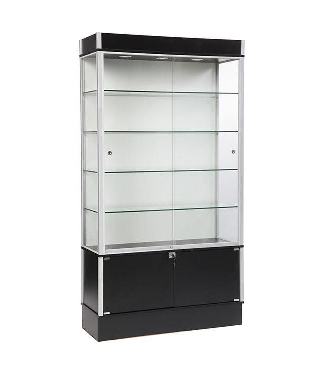 Glass display 78''H with storage with 3 lights