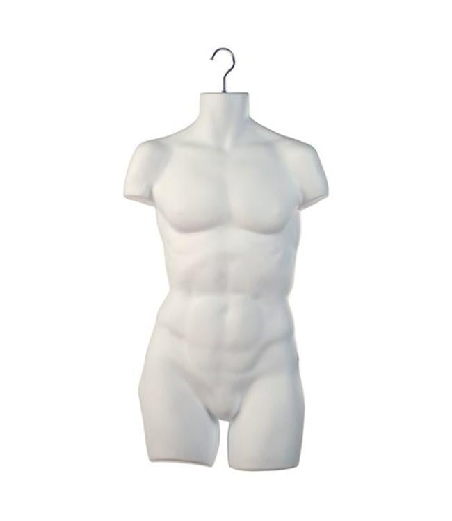 Torse homme 34’’H à suspendre, plastique moulé, dos creux