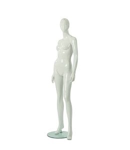 Female mannequin abstract face, glossy white fiberglass