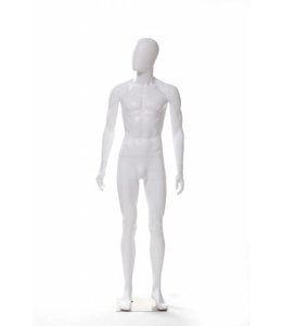 Male mannequin egg head, matte white plastic