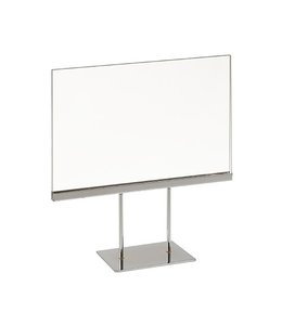 Horizontal sign holder on chrome base 11” x 7” H